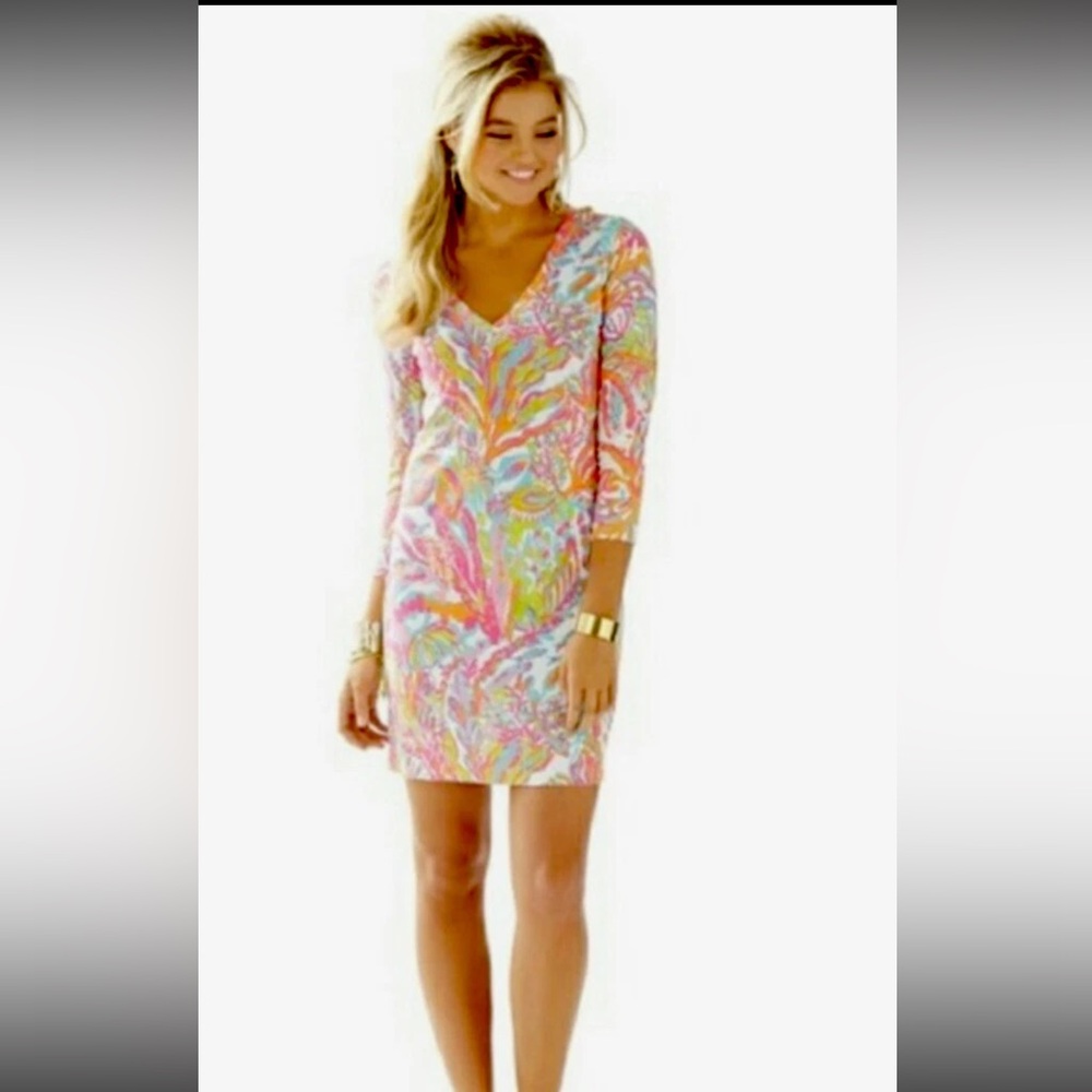 Lilly Pulitzer Colorful Tropical V-Neck Dress